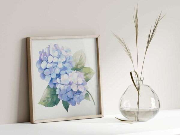 Digitaalsed mustrid - ristpistes tikitud hortensia