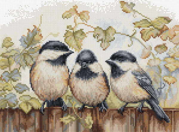 Chickadees On The Fence 24x17,5cm SBU5066