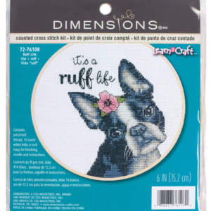 Counted Cross Stitch Kit with bamboo hoop Ruff Life D72-76108