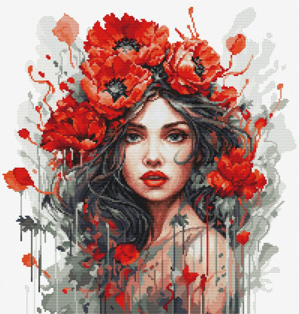 The Girl With Poppies 31x33 cm SBU5063