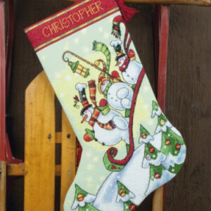 Sledding Snowmen Christmas Stocking D70-08853