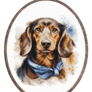 Tikkimiskomplekt rõngaga "The Dachshund" 16x17cm SBC222