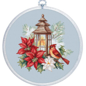 Tikkimiskomplekt rõngaga "Poinsettia" 16x17cm SBC233
