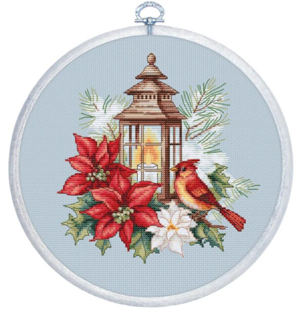 Tikkimiskomplekt rõngaga "Poinsettia" 16x17cm SBC233