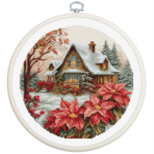 Tikkimiskomplekt rõngaga "Little House in The Forest" 17x17cm SBC227