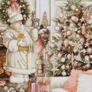 White Santa With Christmas Tree 25x32cm SBU5019