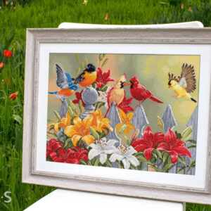 Backyard Birds with Daylilies 32x23cm SBU5024