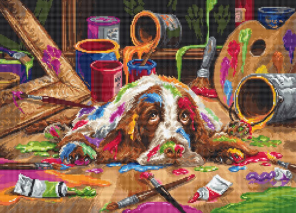Counted Cross Stitch kit "Puppy Picasso" 40x29cm SB2415
