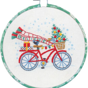 Cross stitch kit with hoop "Holiday Bicycle" D72-09003