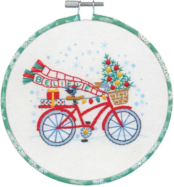 Cross stitch kit with hoop "Holiday Bicycle" D72-09003