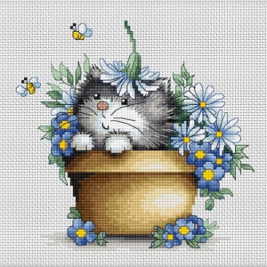 Kitten in flowers SB1048