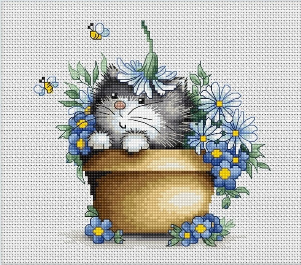 Kitten in flowers SB1048