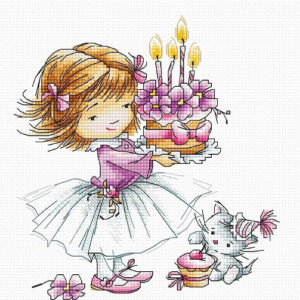 Girl with a Kitten and a Cake SB1054