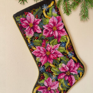 Pink Poinsettia Christmas Stocking 35x22 cm SK262