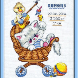 Birth Sampler Kitten S708 (D)