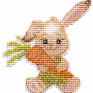 Cross-stitch kitBunny with carrot. Magnet S1499