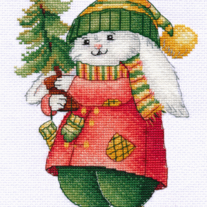 Cross-stitch kitBunny with Christmas tree S1511