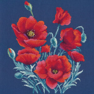 Poppies on blue S1598