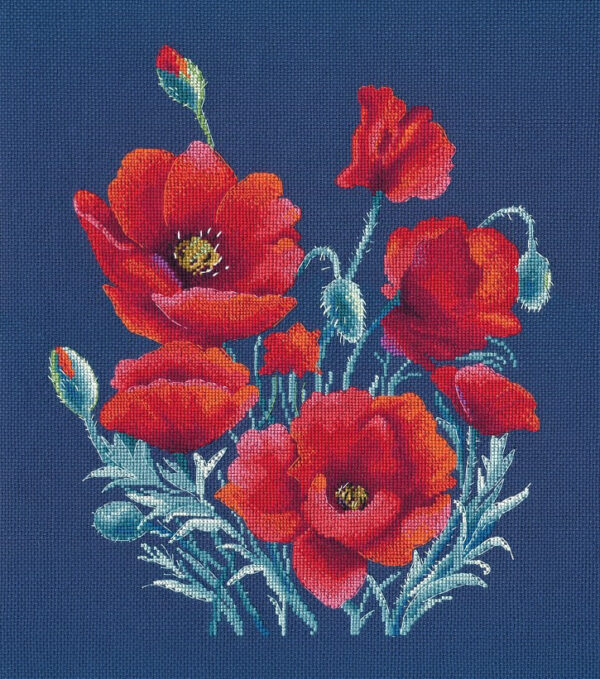 Poppies on blue S1598