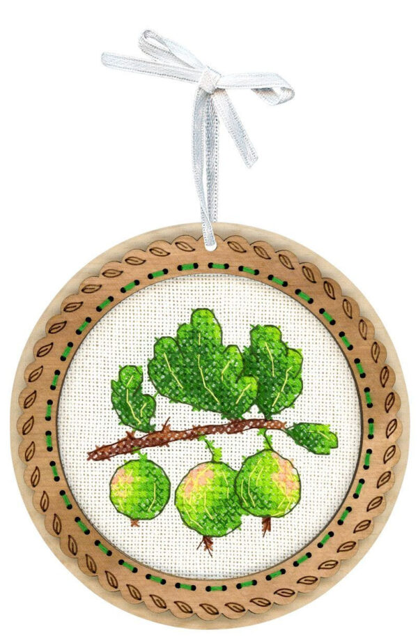Tikand puidul Miniature. Country berries. Gooseberries 10x10 cm SO-130