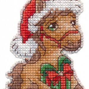 Magnet. Horse with a gift 6.2×8.2 cm S1686