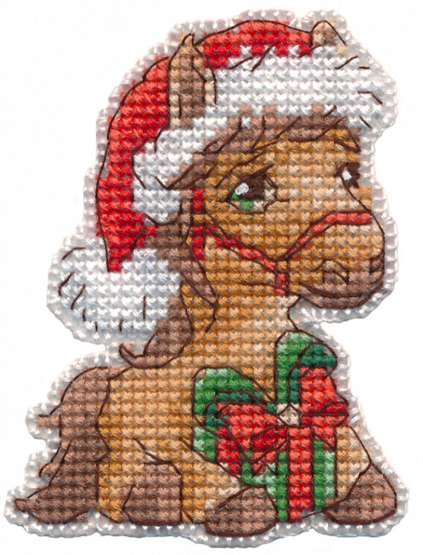 Magnet. Horse with a gift 6.2×8.2 cm S1686