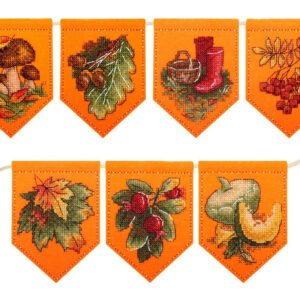 Autumn garland orange (7 flags) 10x7 cm ST-1002
