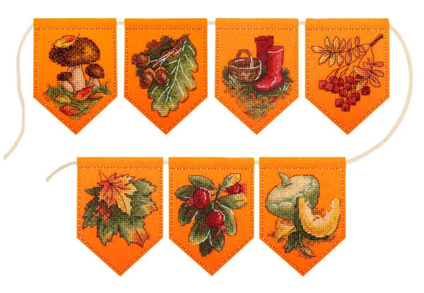 Autumn garland orange (7 flags) 10x7 cm ST-1002