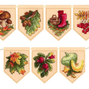 Autumn garland beige (7 flags) 10x7 cm ST-1096