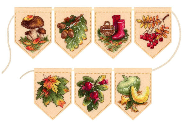 Autumn garland beige (7 flags) 10x7 cm ST-1096