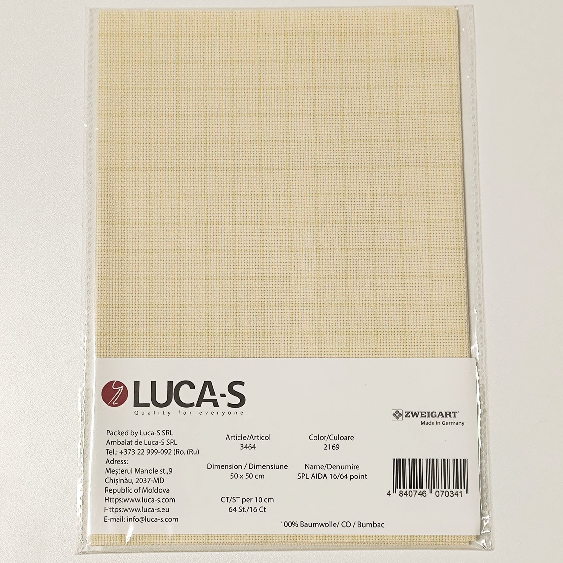 Tikkimisriie Aida 16ct 50x50cm (beež) joonitud