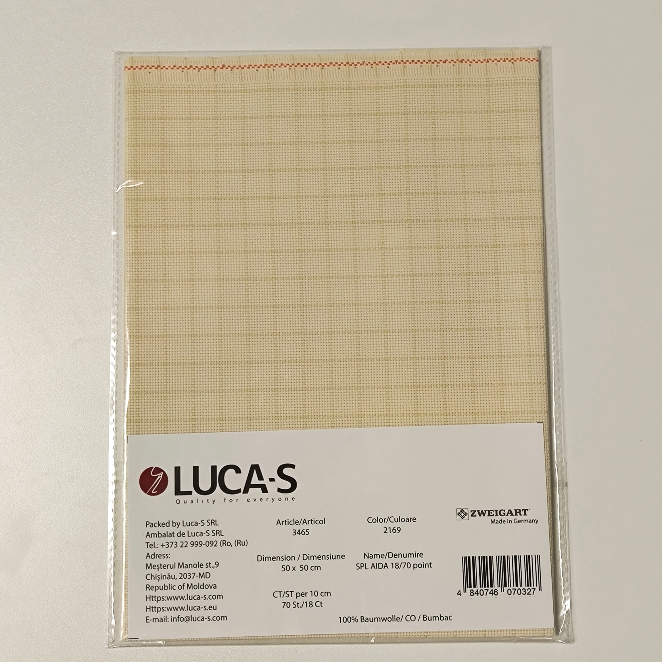 Tikkimisriie Aida 18ct 50x50cm (beež) joonitud