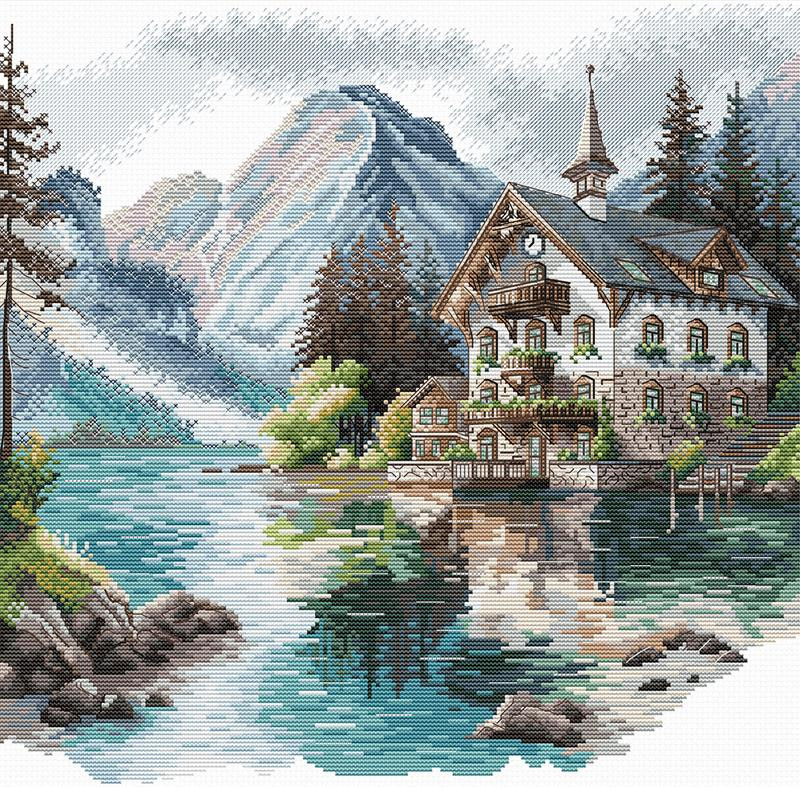 Lakeside Alpine Cottage 32.07 x 30.64 cm AVA-P048